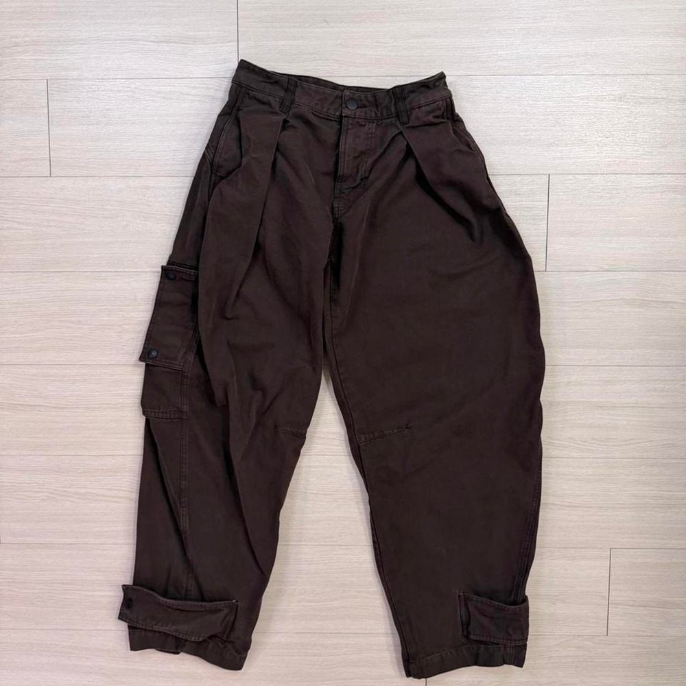 Zara Brown Barrel Cargo Trousers Womens Size 2